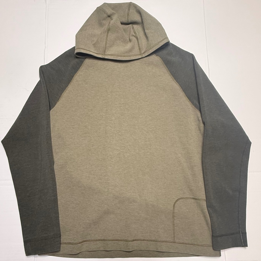 Lululemon Mens Colorblock Raglan Hoodie Olive Green Pullover Sweatshirt L